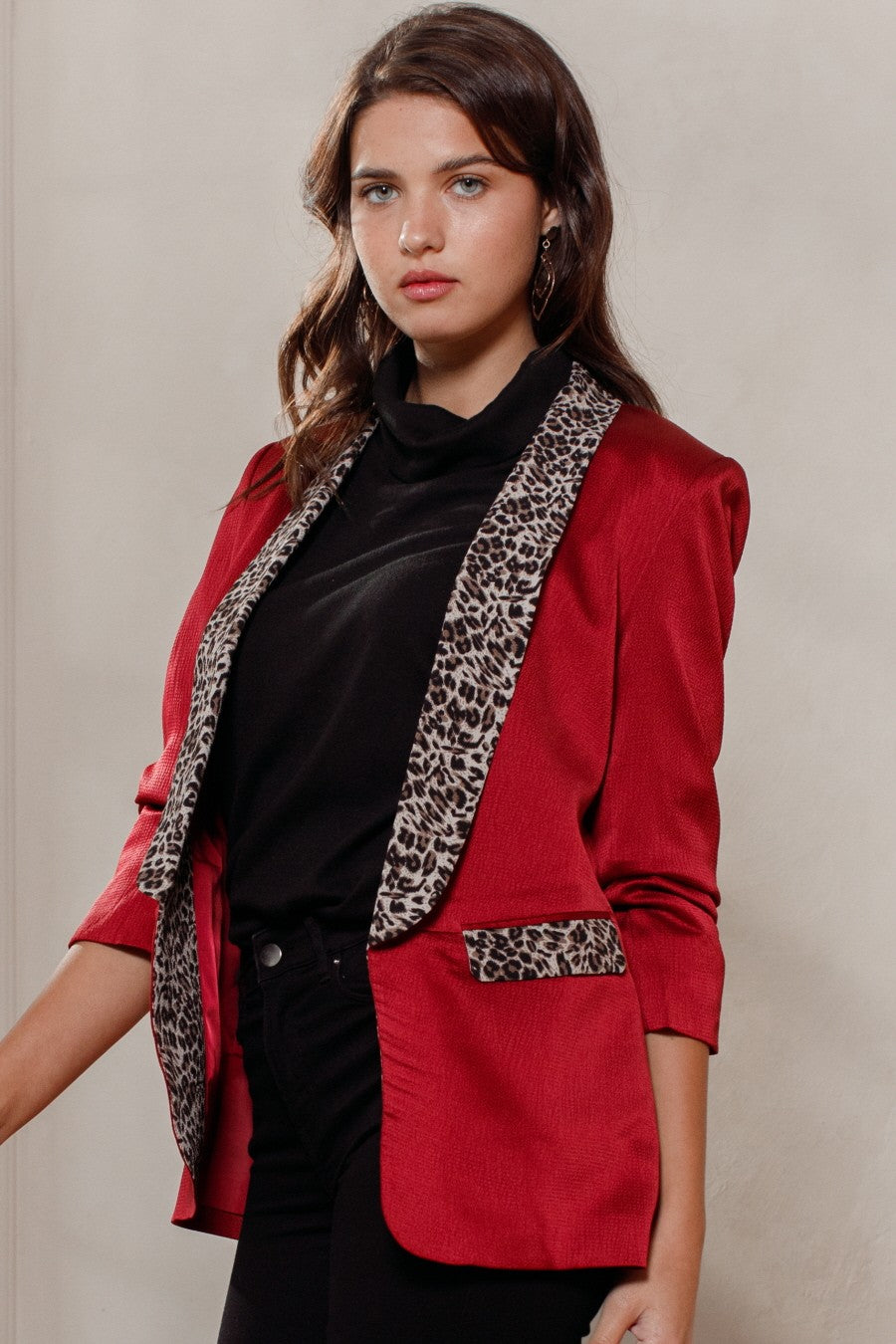 Color Block Cheetah Lined Blazer