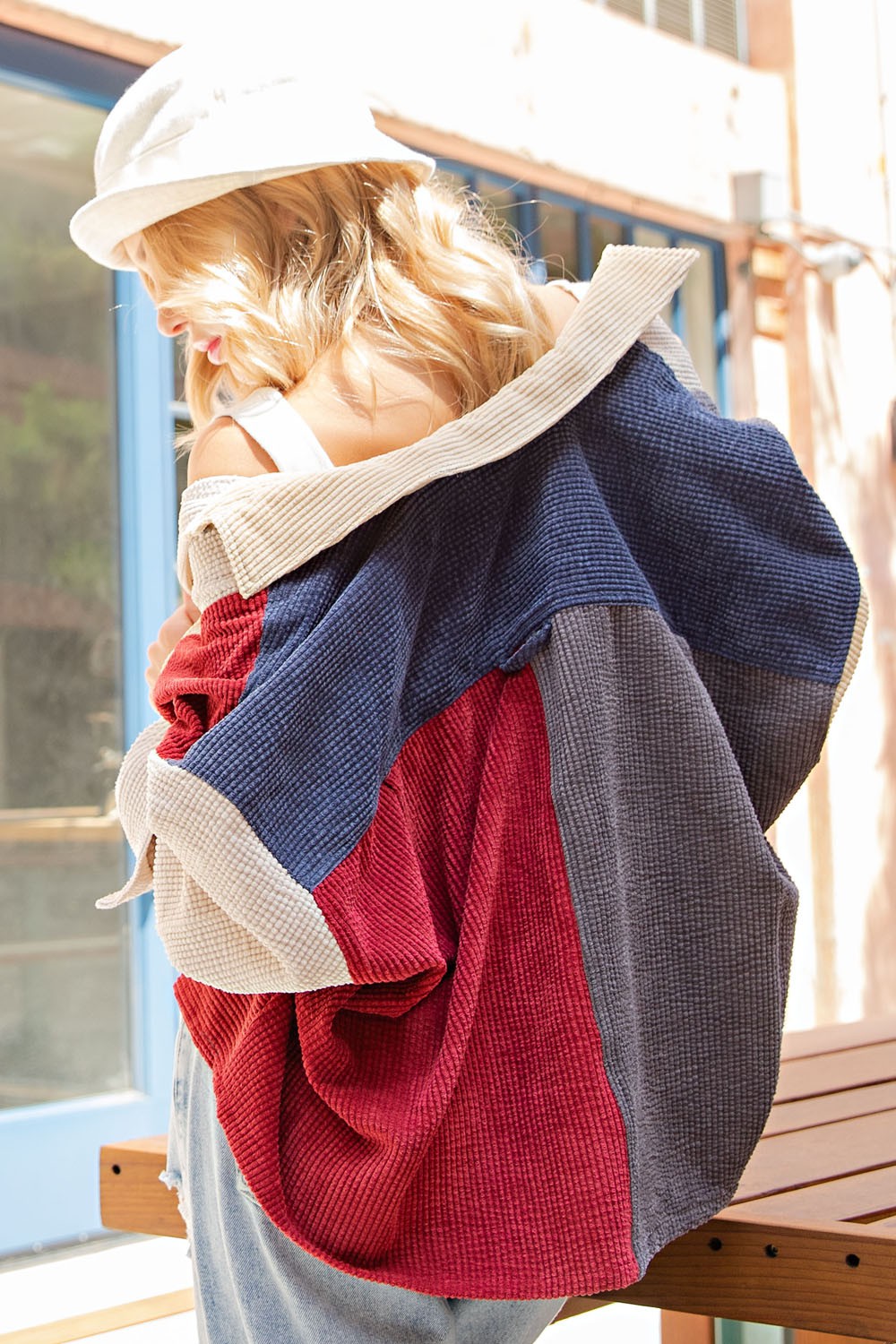 Corduroy Patch Jacket-PLUS