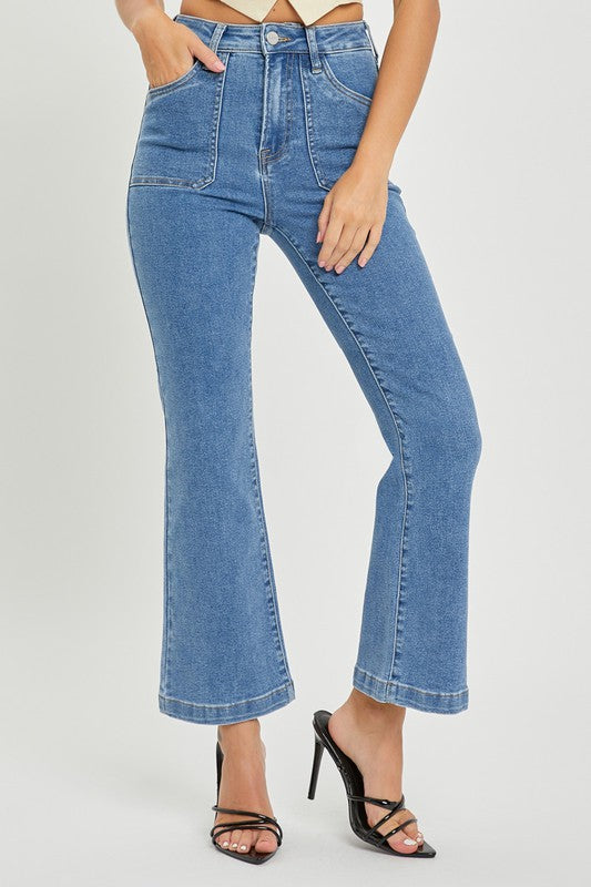 Patch Ankle Flare Jeans