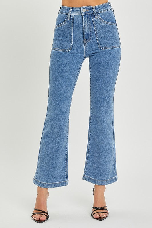 Patch Ankle Flare Jeans