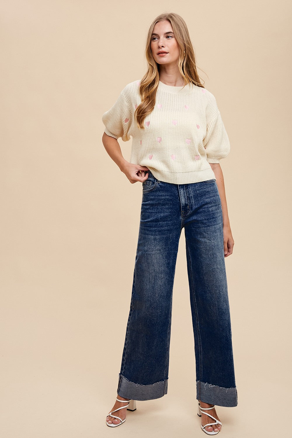 90s Stretch Cuffed Hem High Rise Straight Jeans