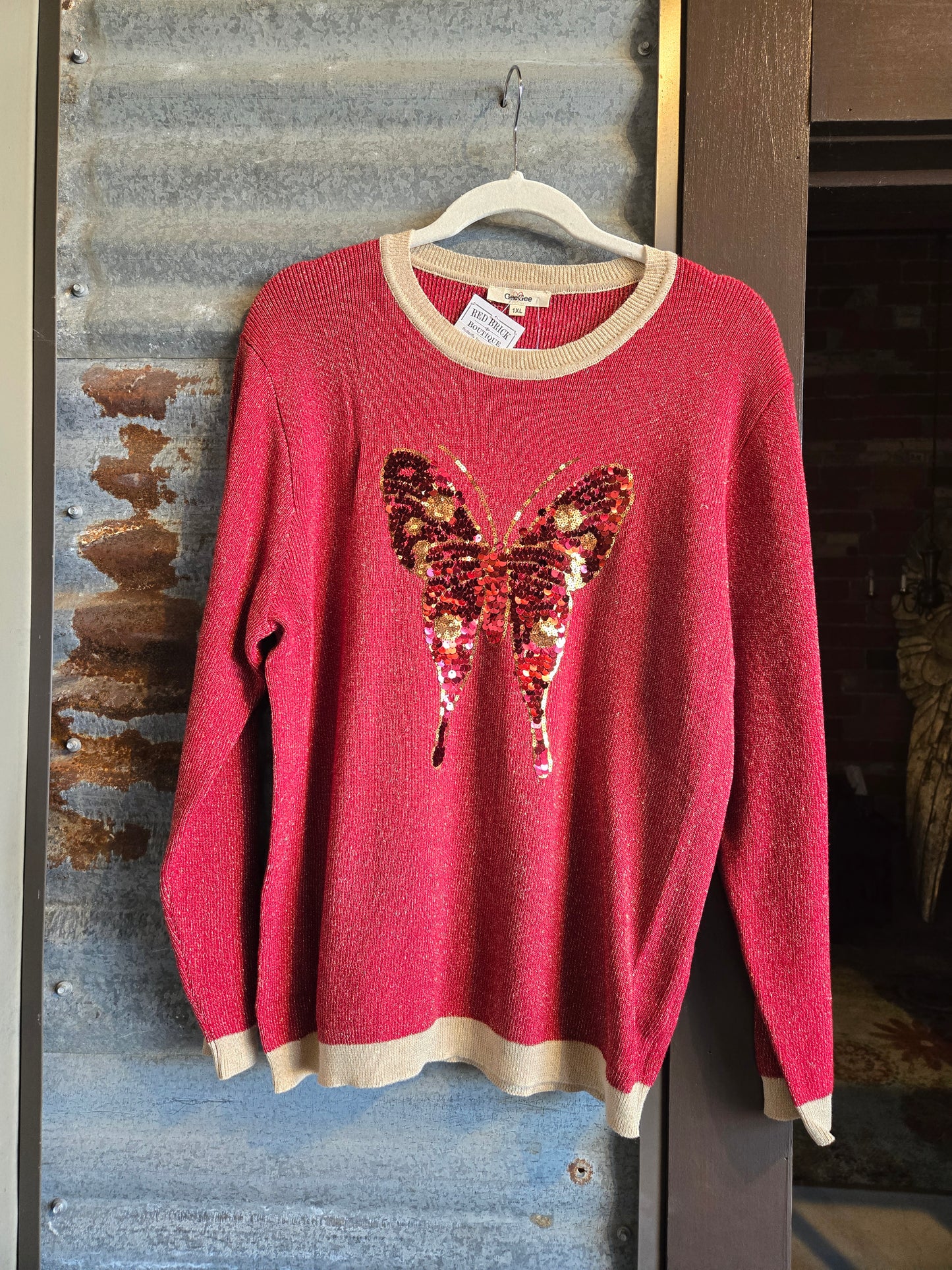 Butterfly Sweater Wine-PLUS