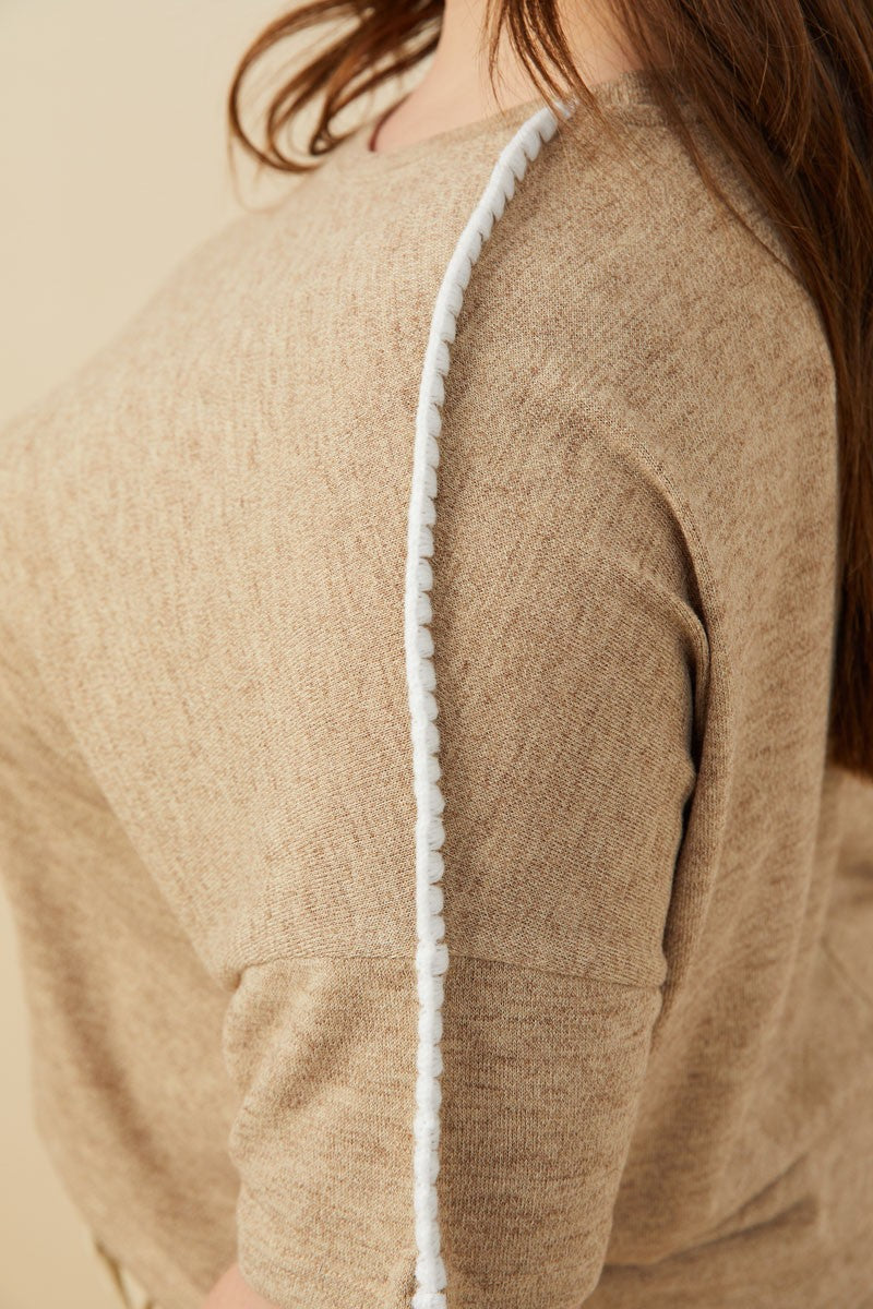 Whip Stitch Detail Top-PLUS