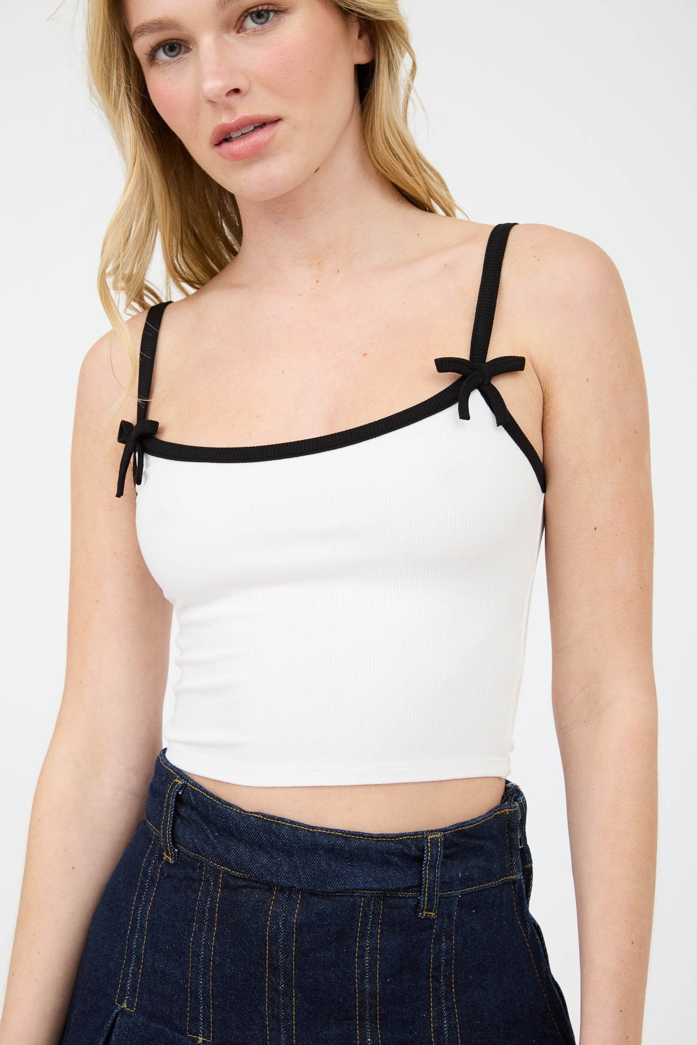 Pretty Bow Tank Top-White