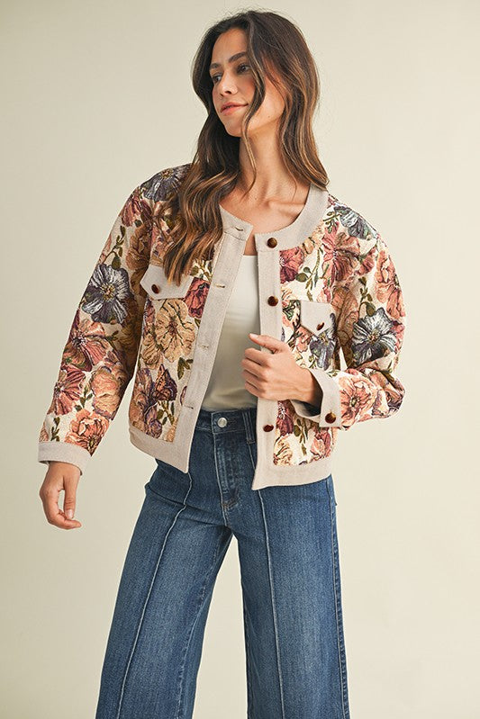 Jacquard Floral Jacket – RedBrick Boutique