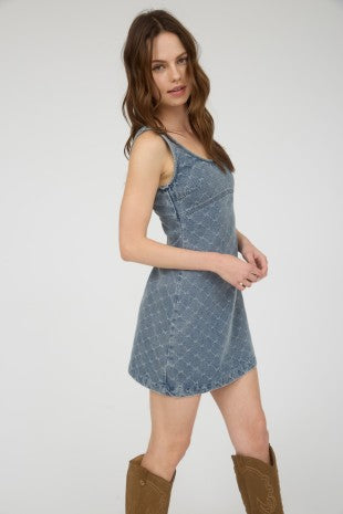 Bow Midi Denim Dress