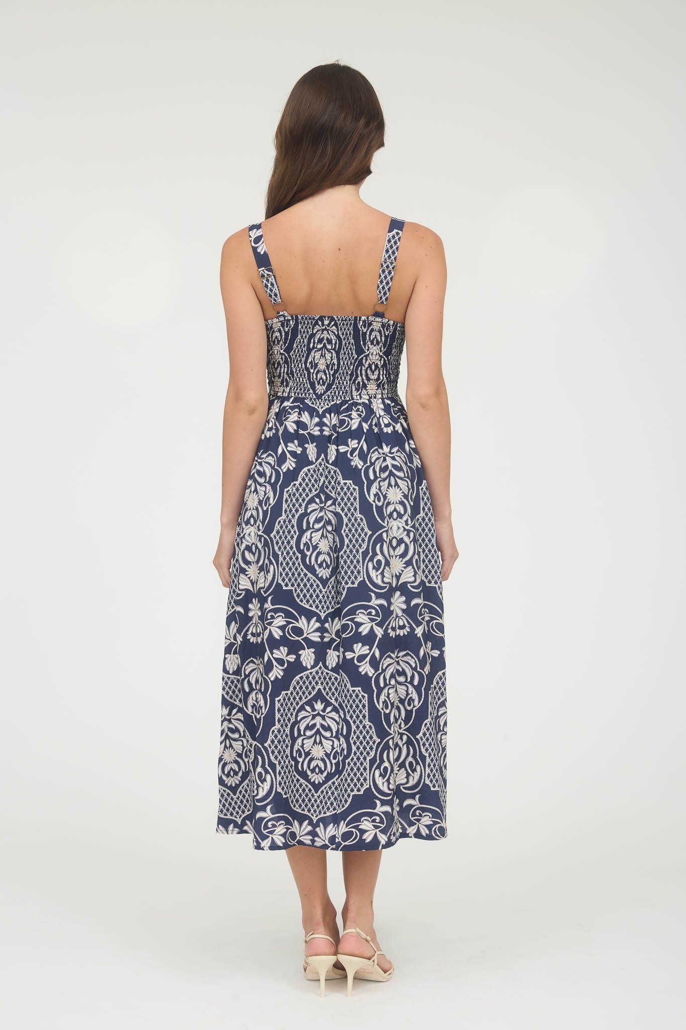 Embroidered Dolly Dress-Blue