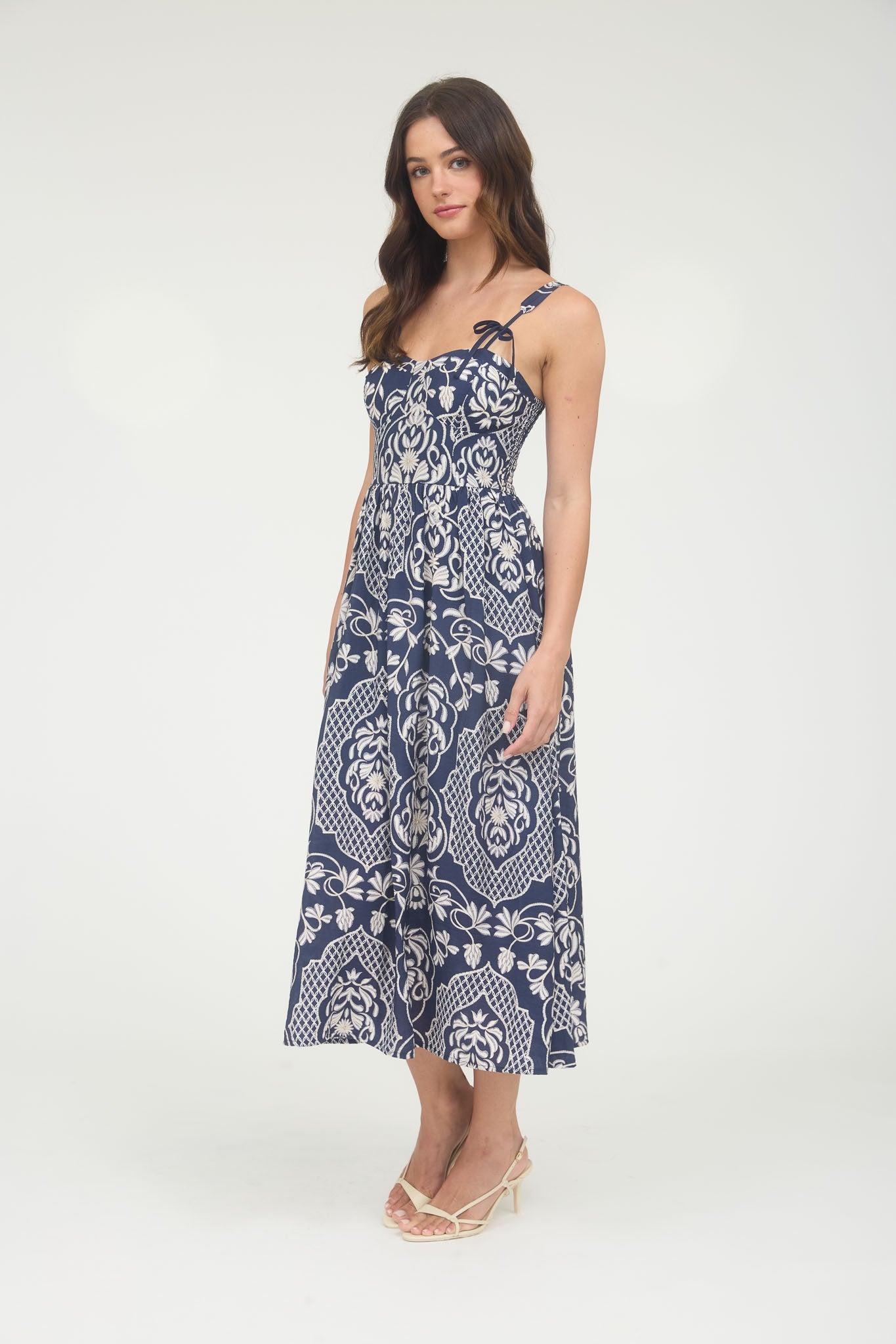 Embroidered Dolly Dress-Blue