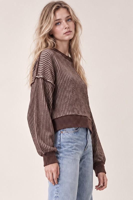 Two ToneCasual Stripe Sweater