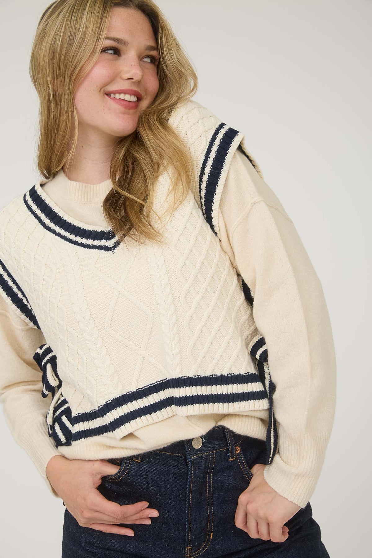 Golden Hour Tie Knit Sweater Vest