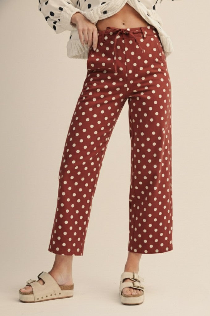 Vintage Polka Dot Wide Leg String Pants