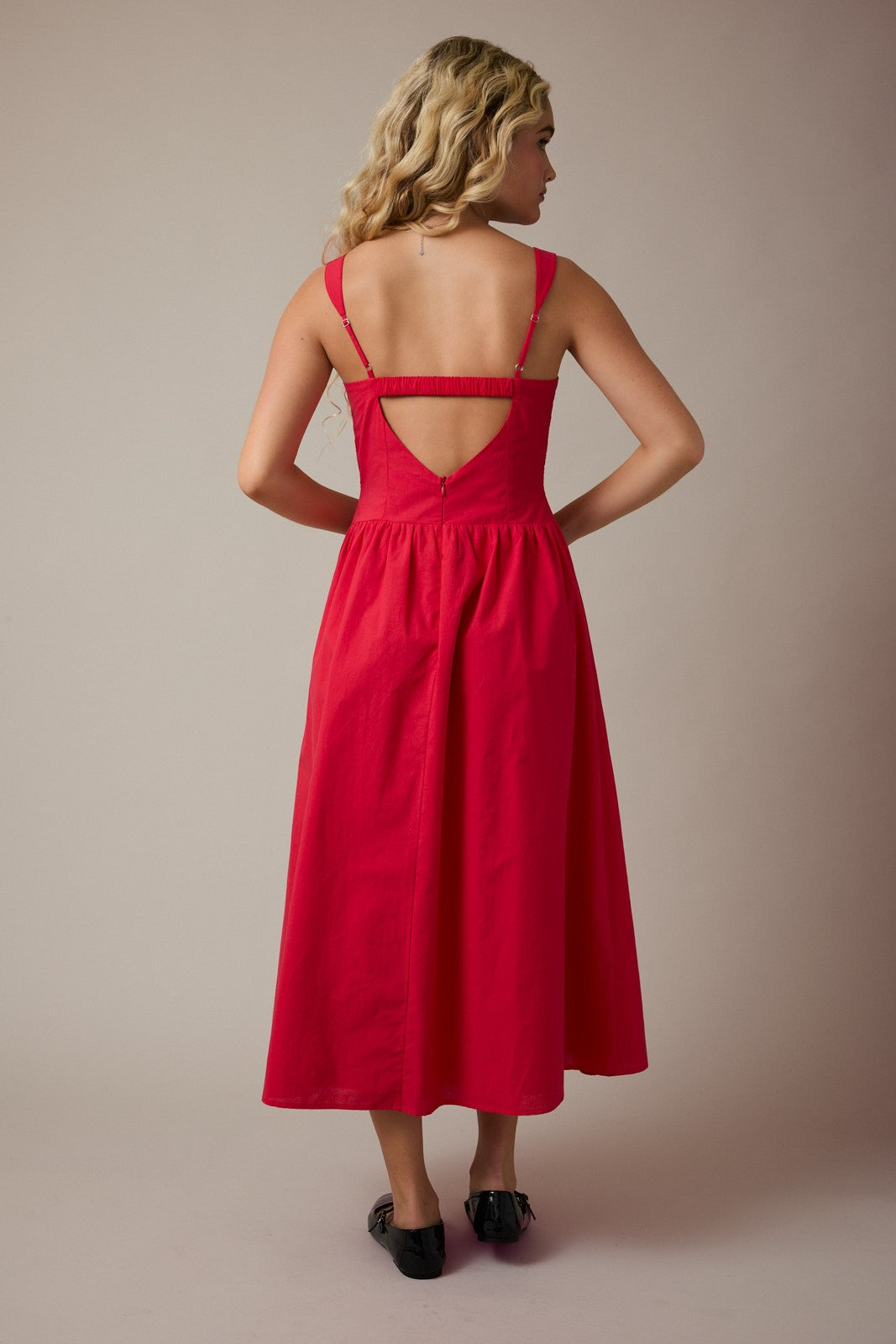 Bustier Poplin Midi Dress