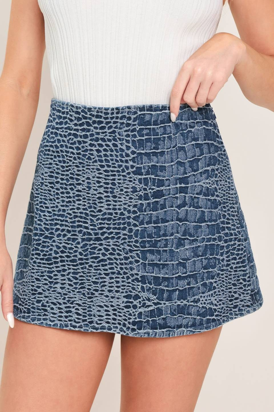 Animal Skin Demin Skort