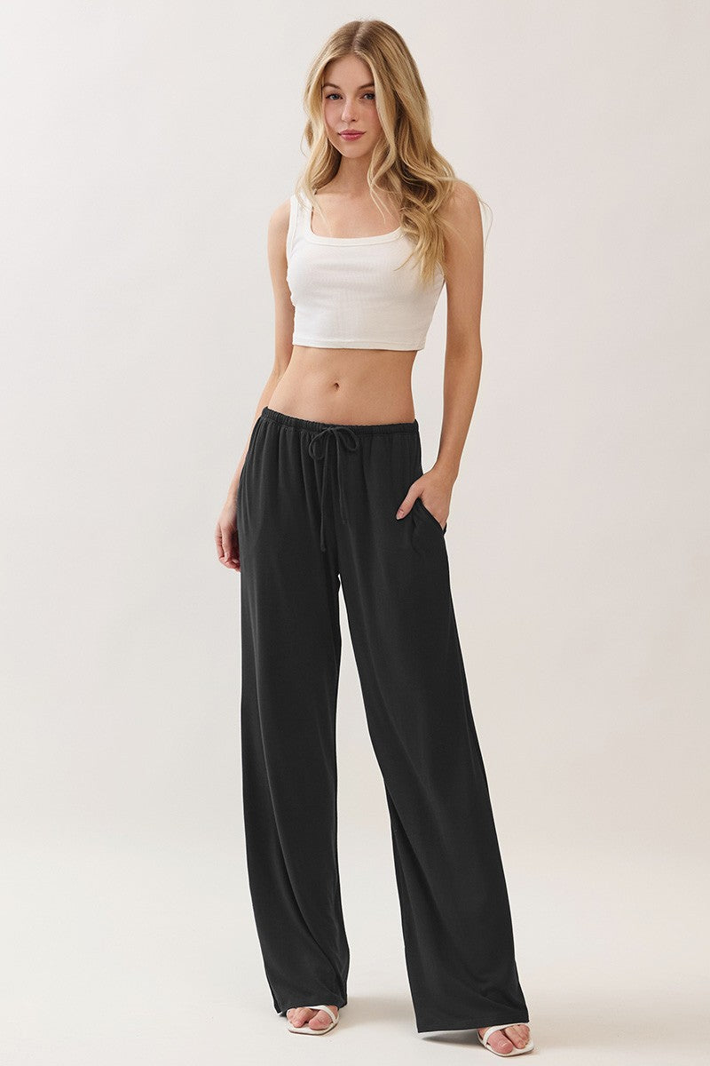 Wide Leg Drawstring Elastic Pants