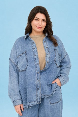 Washed Chambray Throw & Go-PLUS