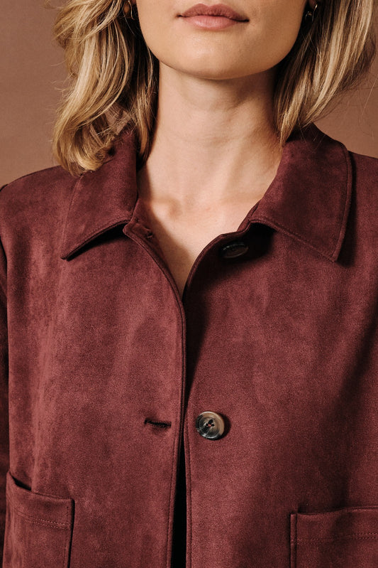 Faux Suede Button Down Jacket