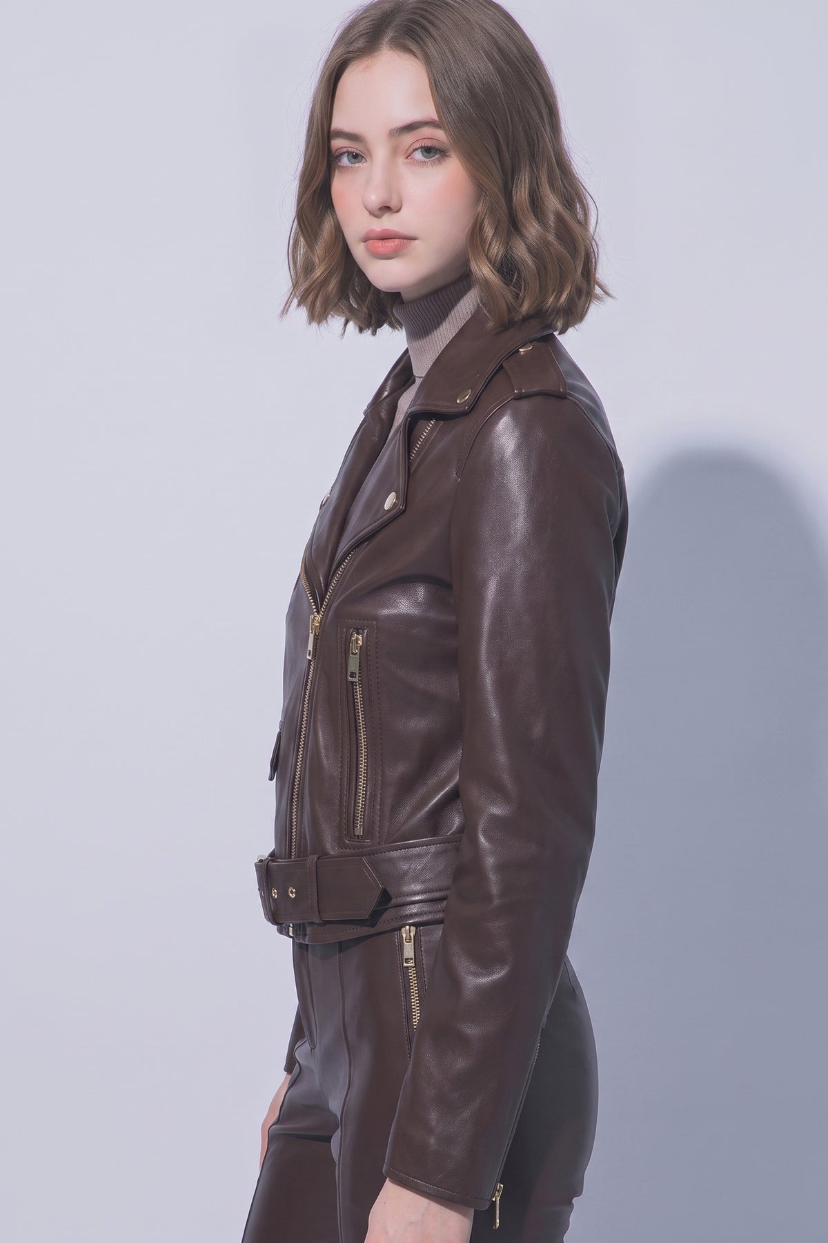 Fitted Faux Leather Jacket