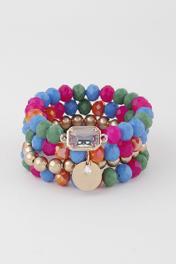 Crystal Stretch Bracelet-Dark Multi
