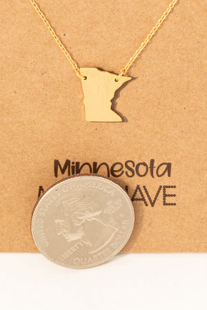 Minnesota State Pendant Necklace-Silver
