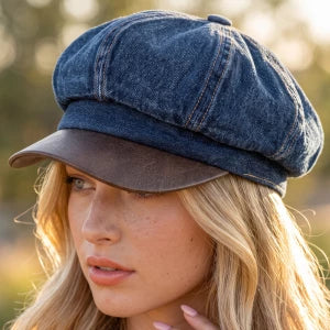 Denim Newsboy Cabbie Cap