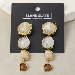 Resin Stone Drop Earrings-Multi