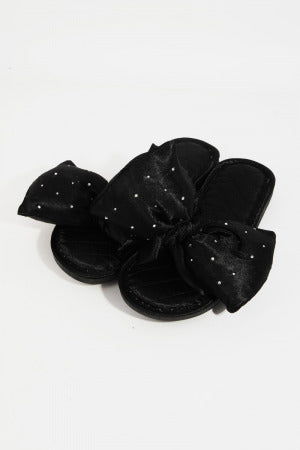 Rhinestone Studded Bow Knot Slippers