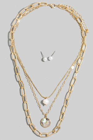 Bead and layered Chain Necklace