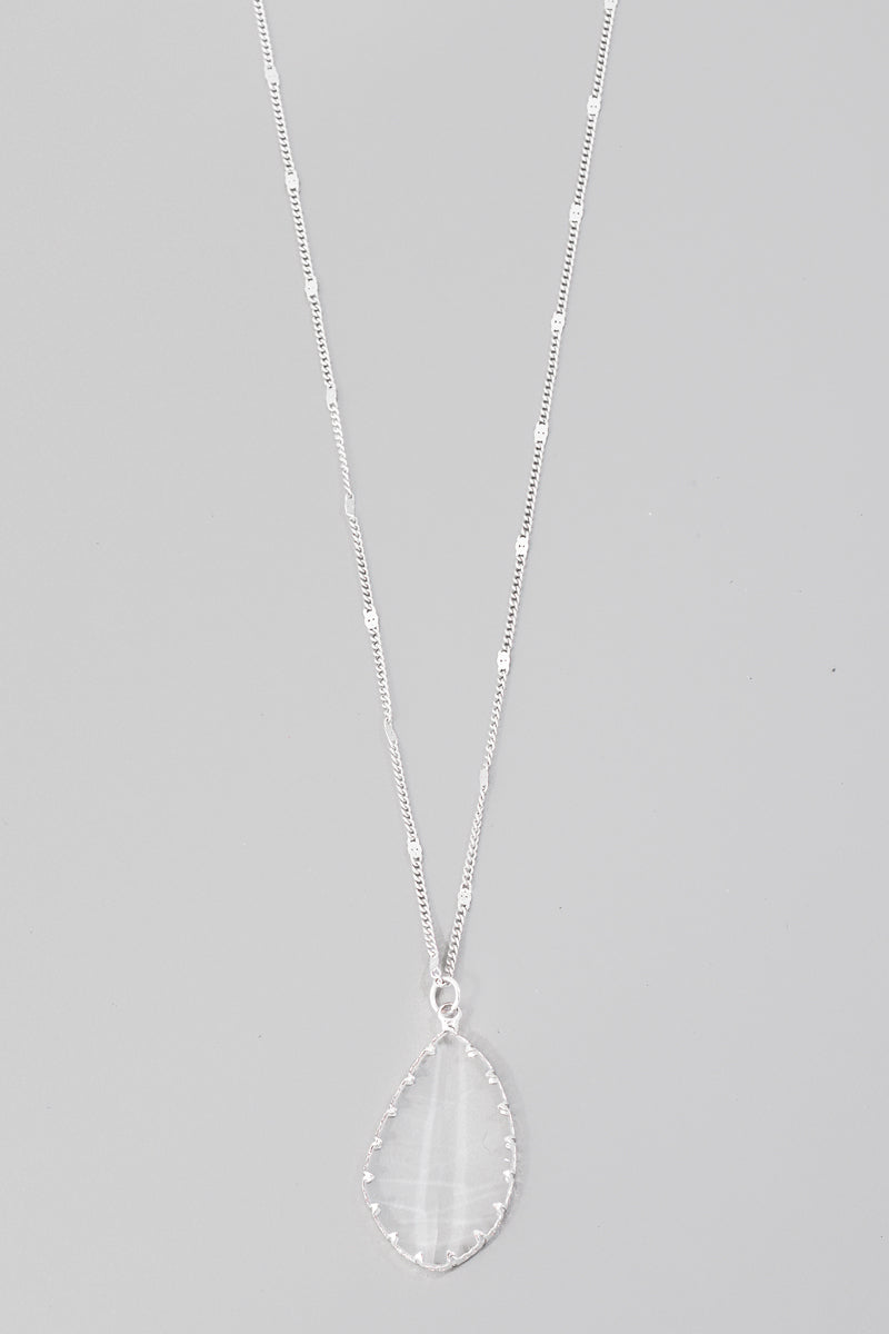 Oval Rhinestone Gem Pendant Long Chain Necklace