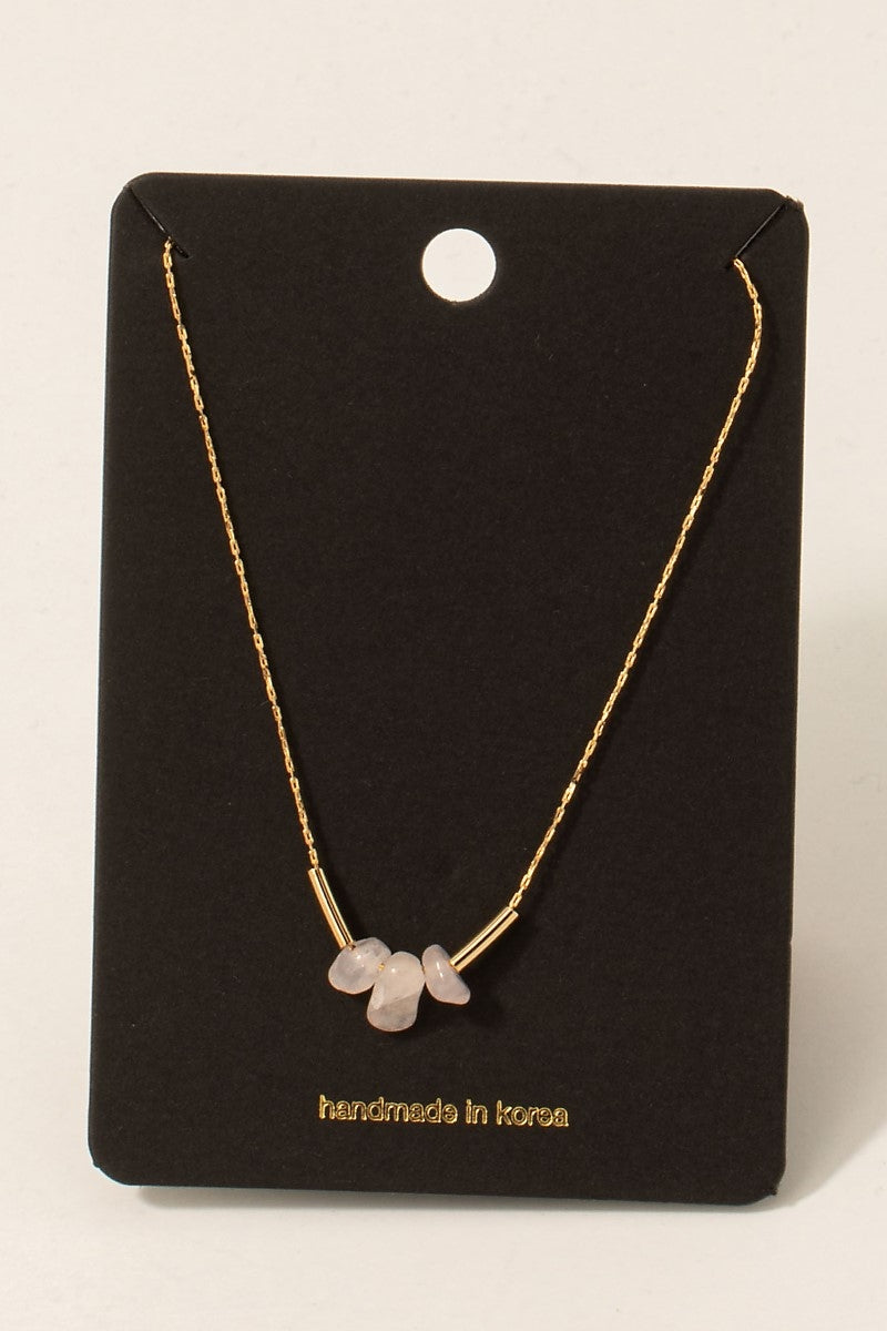 Triple Pebble Stone Necklace
