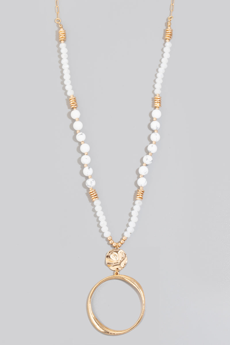 Hoop Stone Long Chain Necklace