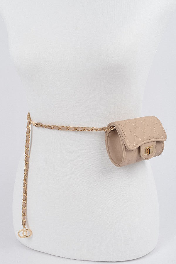 Mini Quilted Chain Belt Bag