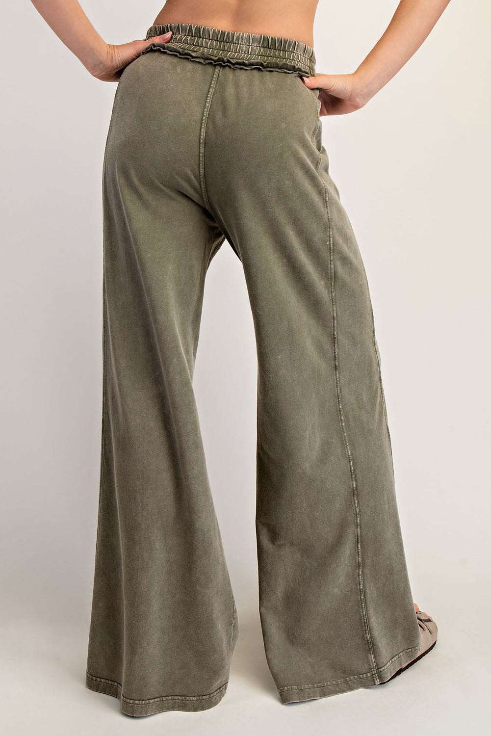 Mineral Washed Terry Butter Wide Pants
