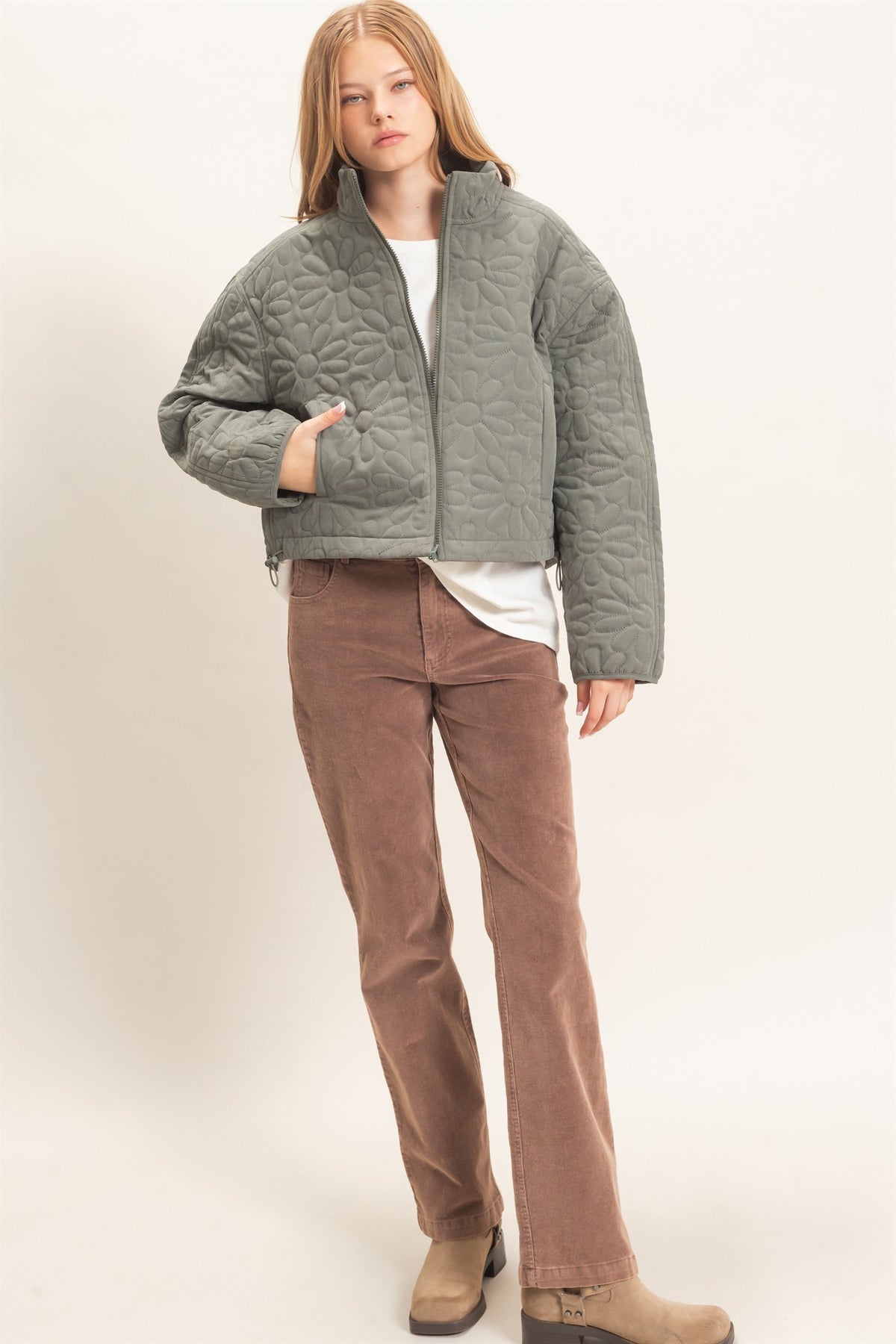 Daisy Quilted Mock Neck Jacket