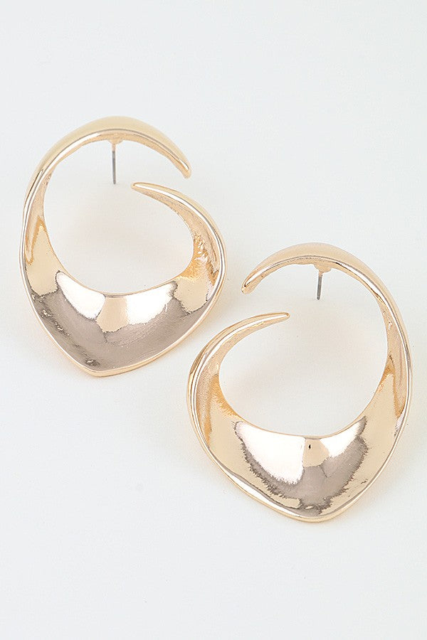 Twisting Gold Loop Earrings