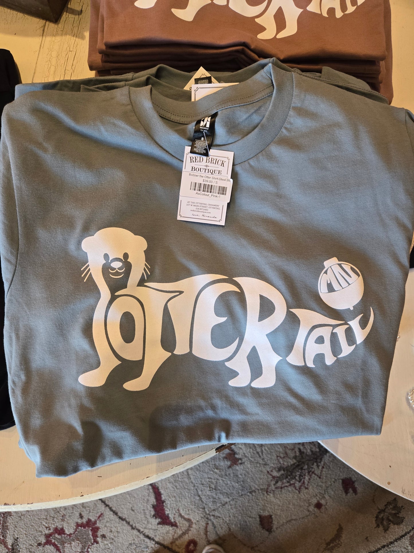 Bobber the Otter Shirt-Steel Blue