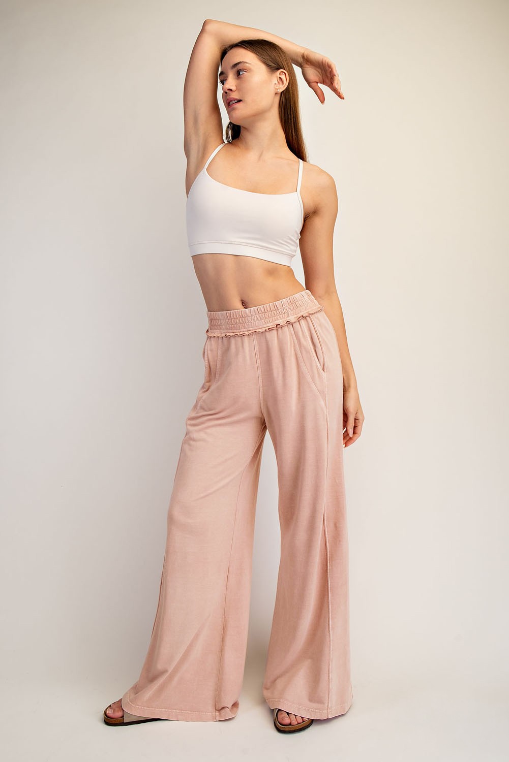 Mineral Washed Terry Butter Wide Pants