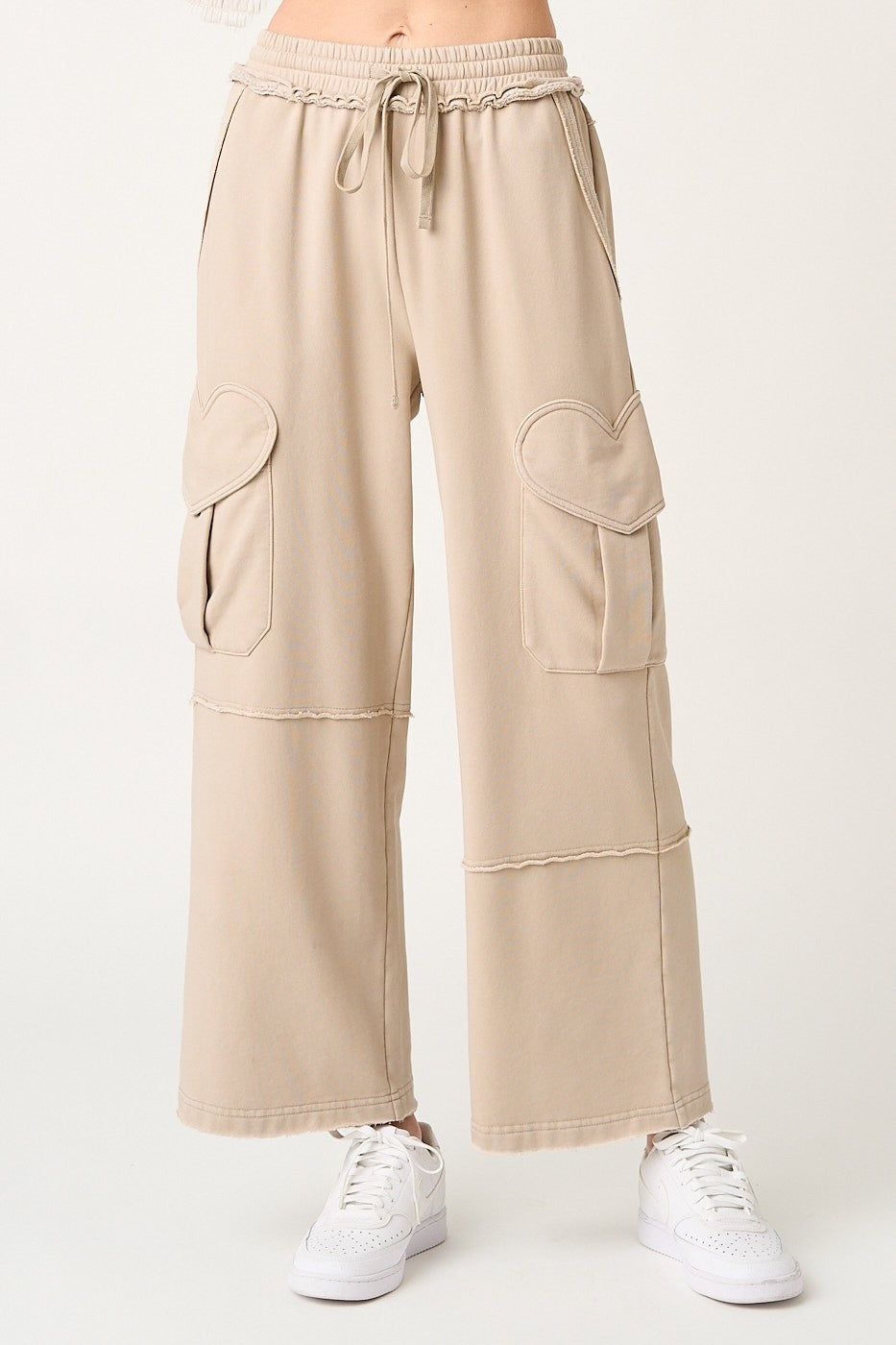 Heart Cargo Pocket Wide Leg Pants
