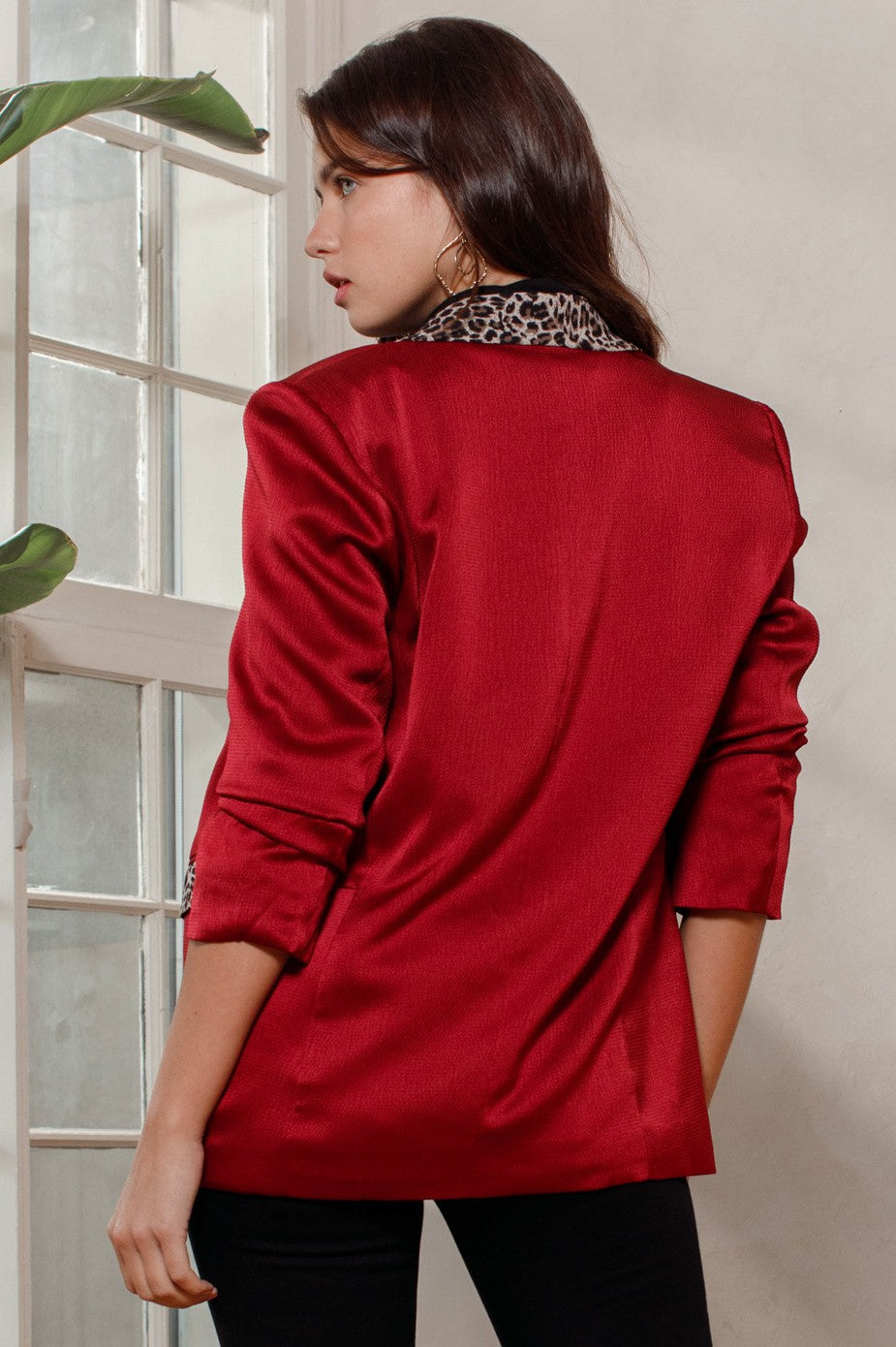 Color Block Cheetah Lined Blazer