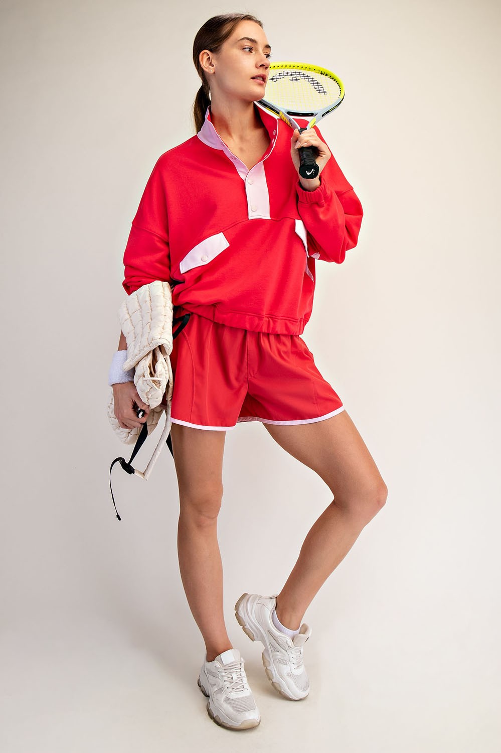 French Terry Playful Sweater-Candy Pink