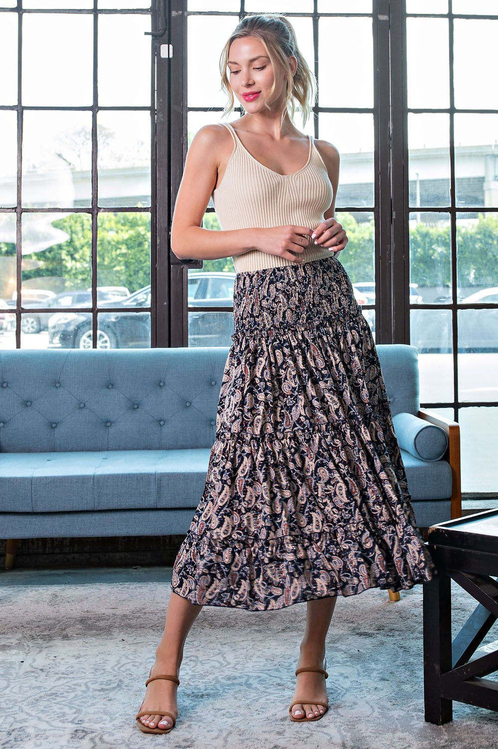 Paisley Print Maxi Skirt