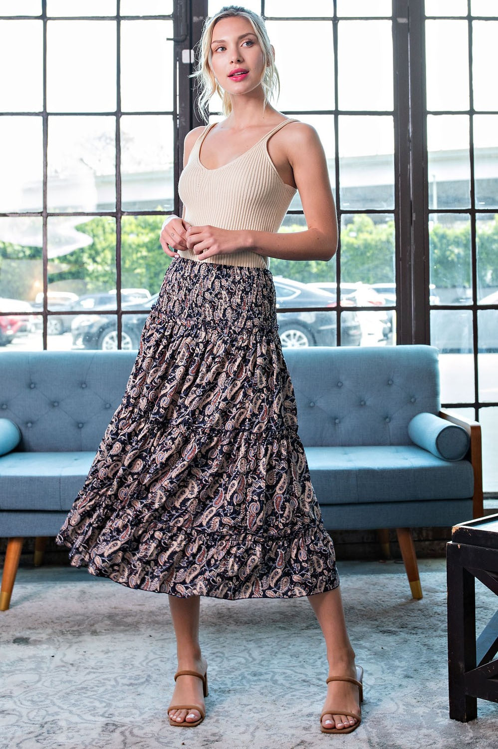 Paisley Print Maxi Skirt