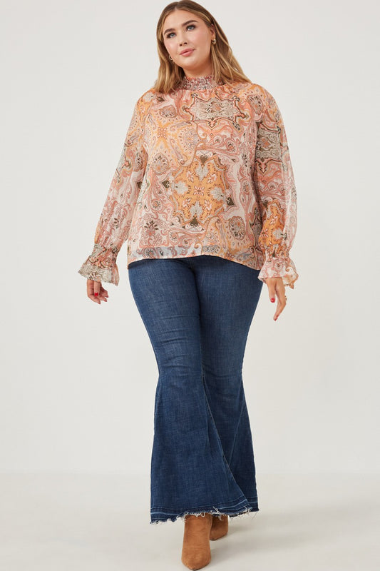 Paisley Print CUTE Top-PLUS