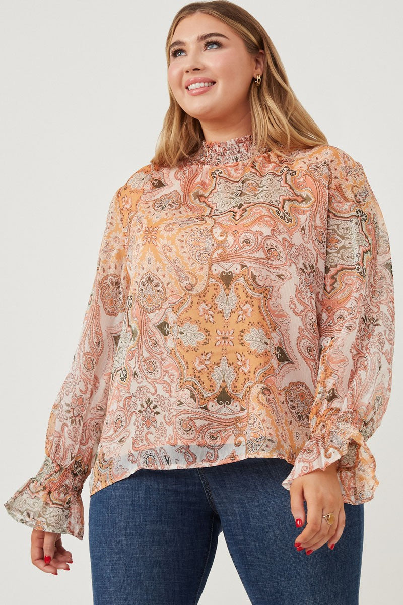 Paisley Print CUTE Top-PLUS