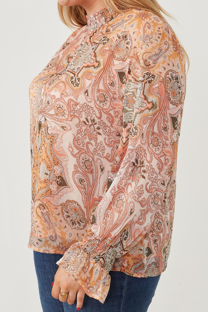 Paisley Print CUTE Top-PLUS