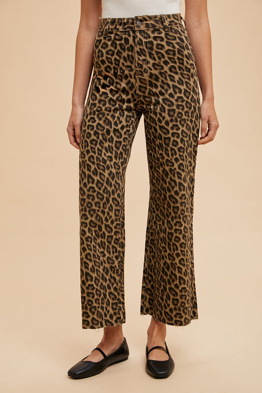 Cool Color Cropped Leopard Jeans