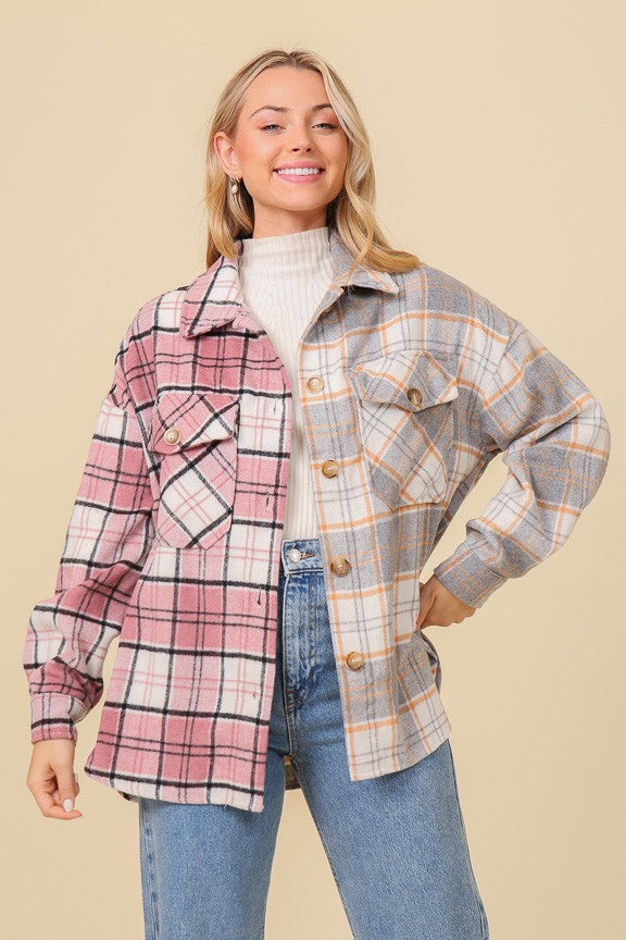 Fall Vibes Plaid Print Shacket