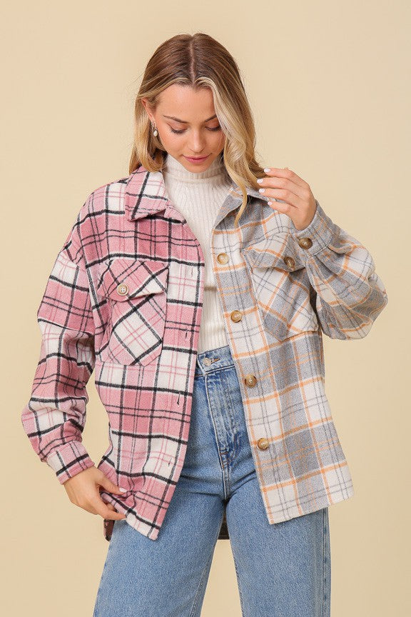 Fall Vibes Plaid Print Shacket