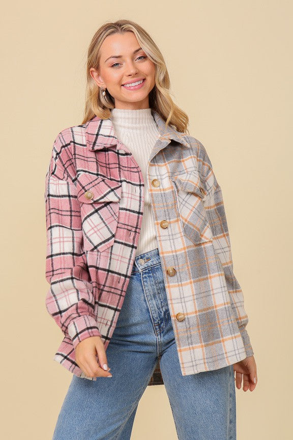 Fall Vibes Plaid Print Shacket