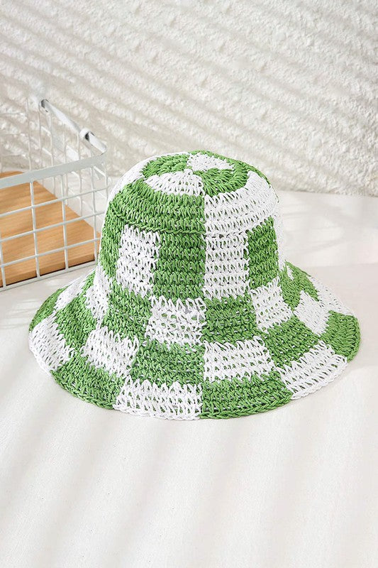 Green Checkered Bucket Hat