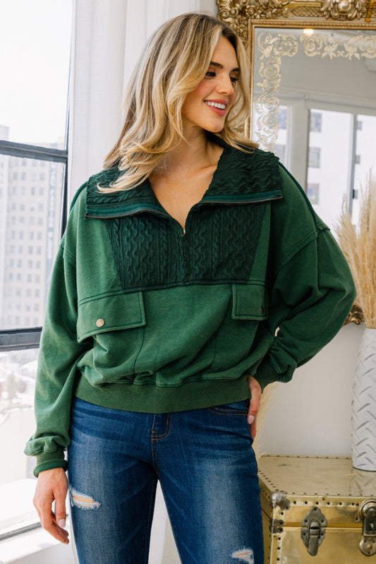 Quarter Zip Cable Knit Sweater